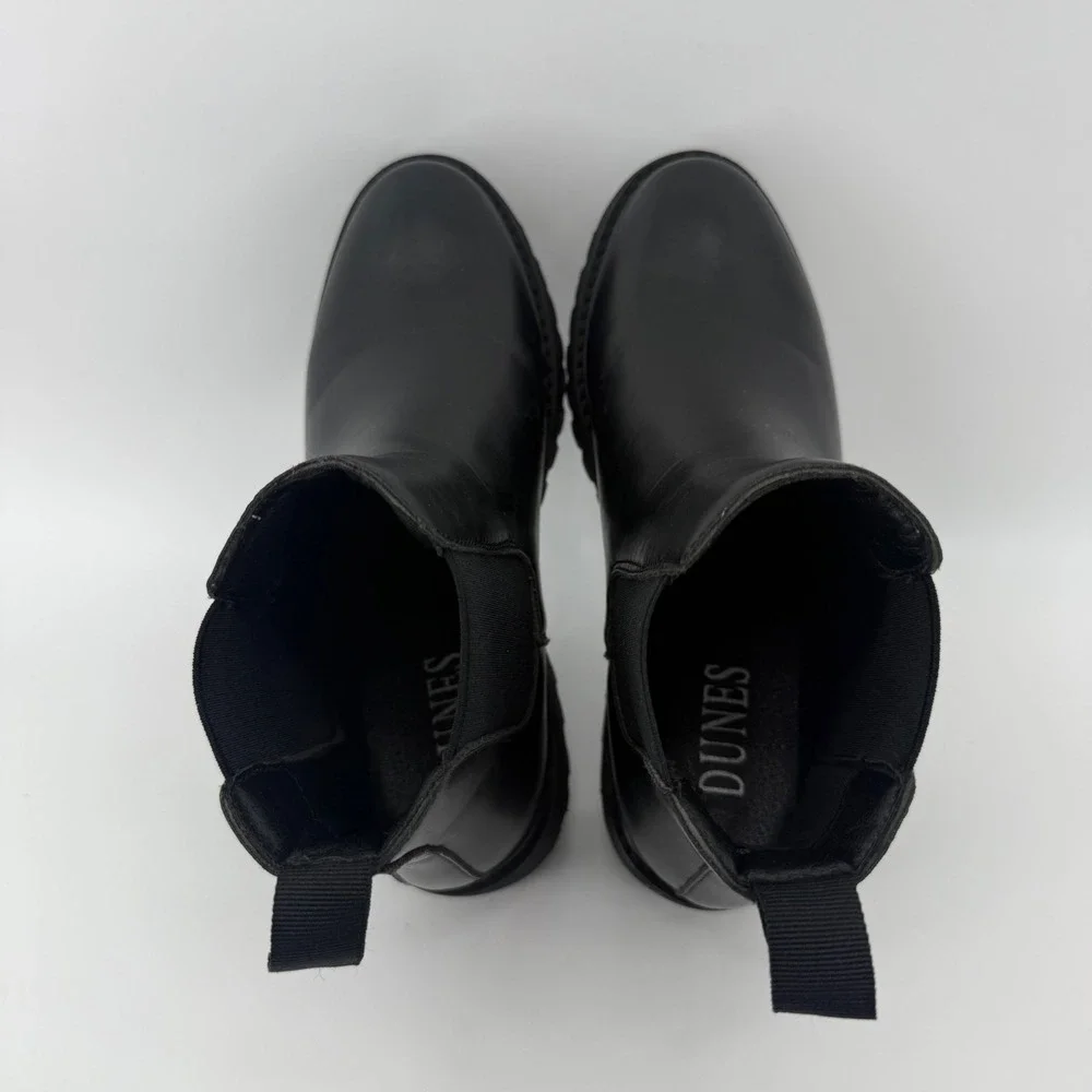 Dunes Womens‎ Black Dalya Chelsea Boots Lug Sole Elastic Ankle Size 7.5M